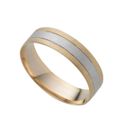 Men's 18ct two-colour gold wedding ring - Product number 5074606