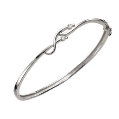 Sterling silver cubic zirconia twist bangle