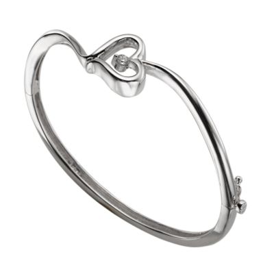 Sterling silver cubic zirconia heart bangle - Product number 5093503