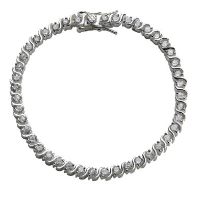Sterling silver cubic zirconia swirl bracelet - Product number 5093589