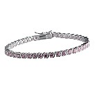 Sterling silver pink cubic zirconia heart bracelet