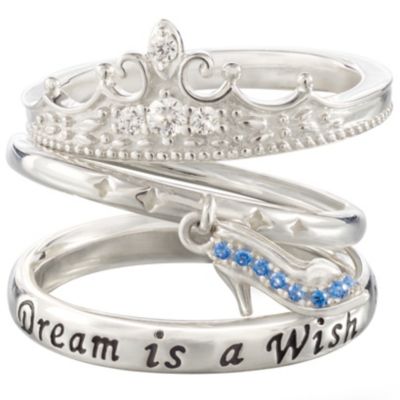 Chamilia Silver Disney Cinderella Stacker Ring Set Size XS H.Samuel