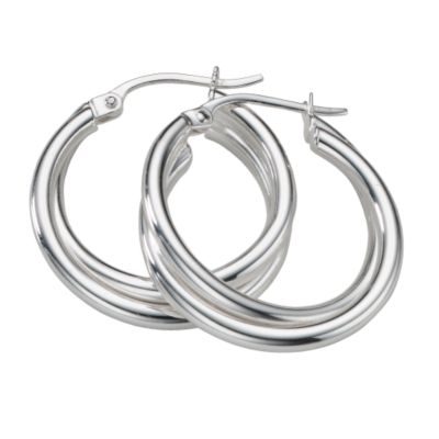 H Samuel Sterling Silver Double Hoop Creole Earrings