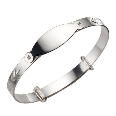 Child` Silver Diamond-Cut Expander Bangle