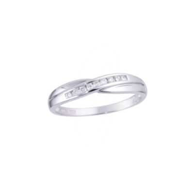 18ct White Gold Diamond Crossover Ring