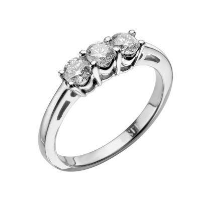 Platinum half carat Leo Diamond three stone ring - Product number 5136555