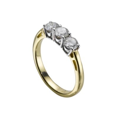 18ct gold three quarter carat Leo Diamond three stone ring - Product number 5136822