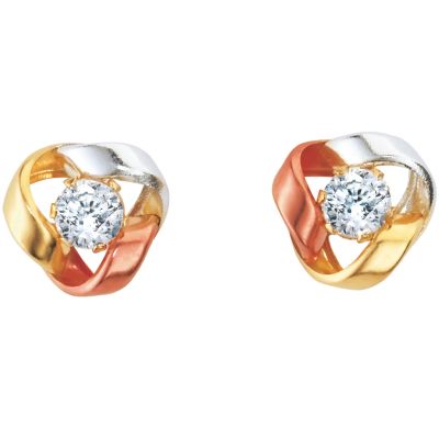 Three-colour Gold Cubic Zirconia Earrings - Product number 5137977