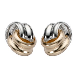 H Samuel 9ct White And Yellow Gold Open Knot Stud Earrings