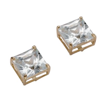 9ct Gold Square Cubic Zirconia Basket Stud