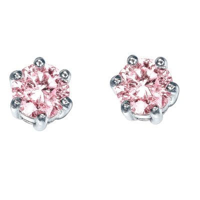 9ct White Gold Pink Cubic Zirconia Stud Earrings