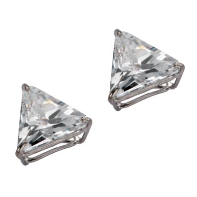 9ct White Gold Cubic Zirconia Triangle Stud Earrings - Product number 5139198