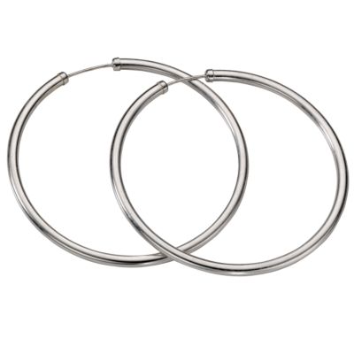 9ct White Gold Capped Hoop Earrings - Product number 5139309