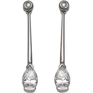 9ct White Gold Teardrop Bar Earrings - Product number 5139341