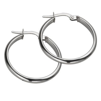 9ct White Gold Creole Earrings