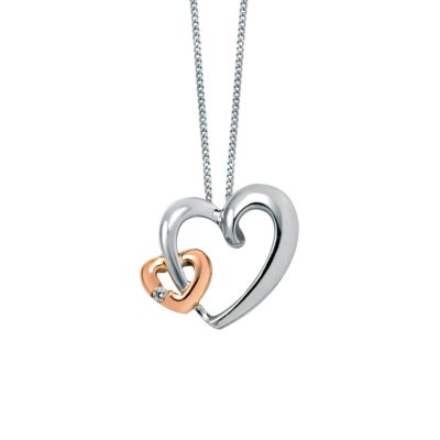 9ct white and rose gold diamond heart pendant - Product number 5144302