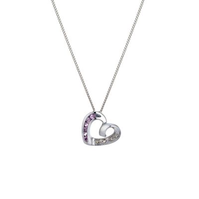 White Gold Pink Sapphire & Diamond Heart Pendant - Product number 5146089
