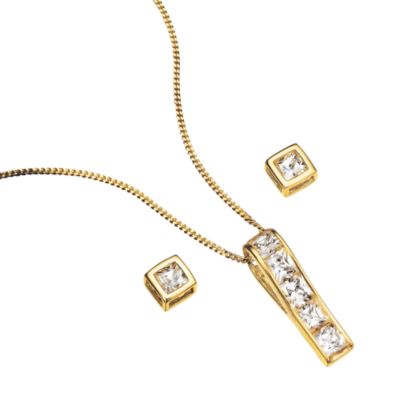 9ct gold Pendant and Earrings in a Box