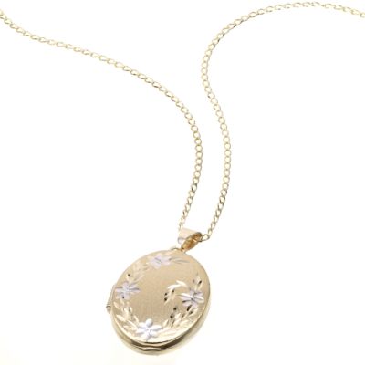 9ct gold Diamond Cut Oval Locket