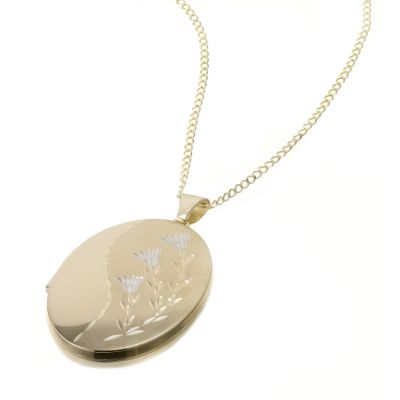 9ct gold Extra Large Tulip Oval Locket