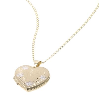 9ct Gold Large Diamond Cut Heart Locket
