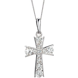 9ct White Gold Cubic Zirconia Cross