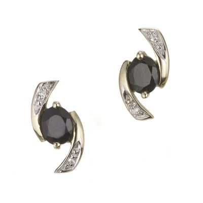 9ct Gold Sapphire Swirl Stud Earrings - Product number 5159938