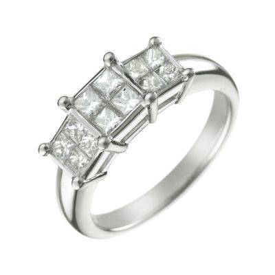 Platinum one carat princess cut diamond ring - Product number 5161959