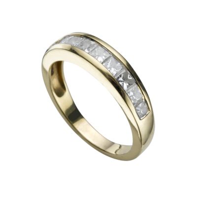 18ct gold one carat diamond princess cut half-eternity ring - Product number 5162890