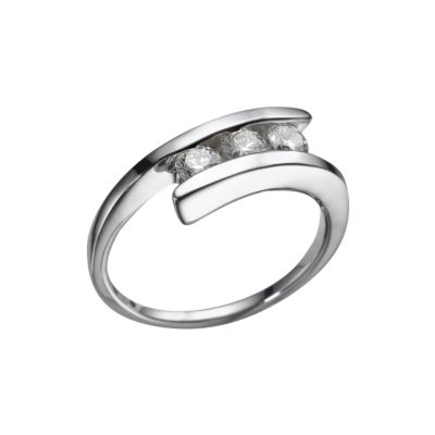 18ct white gold half carat diamond three stone ring - Product number 5163293