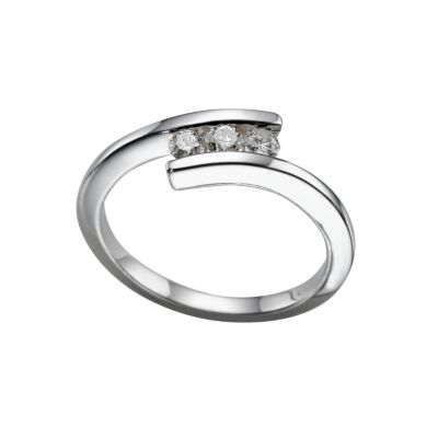 Platinum quarter carat diamond three stone ring