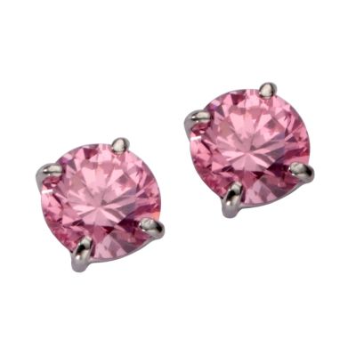 9ct white gold pink cubic zirconia 5mm stud earrings - Product number 5164818
