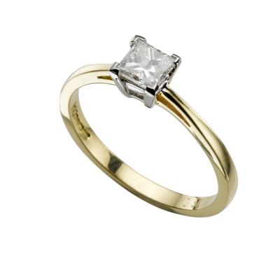 18ct gold half carat princess cut diamond solitaire ring - Product number 5166063