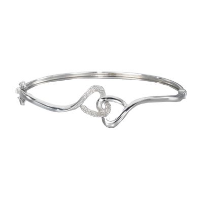 9ct white gold diamond heart bangle - Product number 5166659