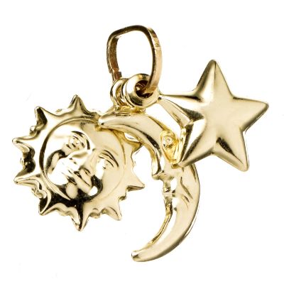 9ct Gold Sun, Moon and Stars Charm