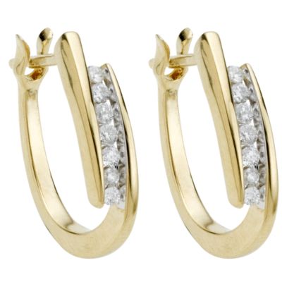 9ct gold quarter carat diamond hoop earrings - Product number 5169496