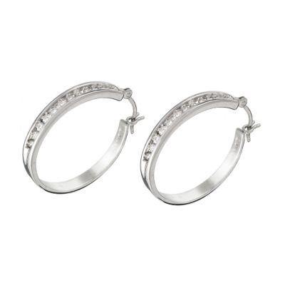 9ct white gold half carat diamond hoop earrings - Product number 5169739