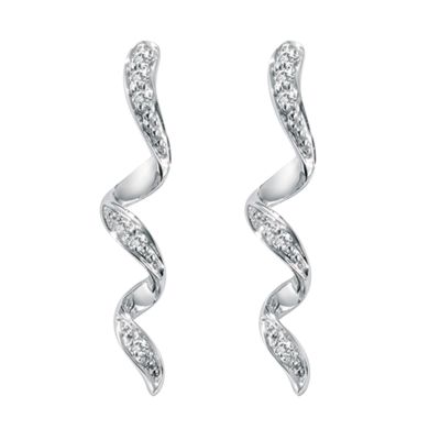 9ct white gold diamond corkscrew earrings - Product number 5170222