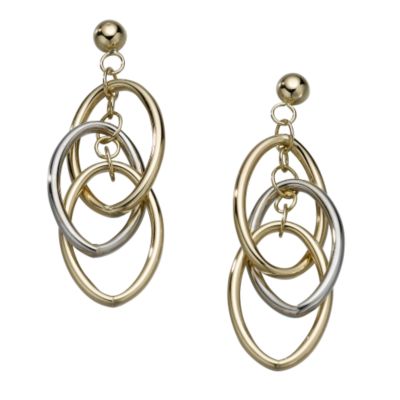 9ct two-colour gold link drop earrings - Product number 5170389
