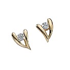 9ct gold cubic zirconia fan stud earrings