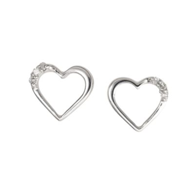 9ct white gold diamond heart earrings - Product number 5171660
