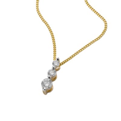 18ct gold quarter carat diamond three stone pendant - Product number 5179610