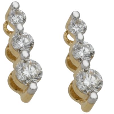 18ct gold half carat diamond three stone earrings - Product number 5181054