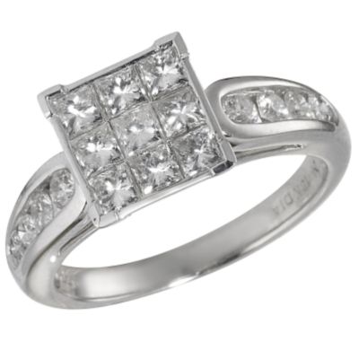 18ct White Gold One Carat Princessa Diamond Ring