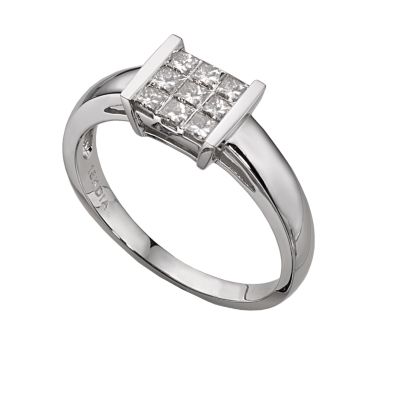 18ct White Gold 1/2 Carat Diamond Princessa Ring