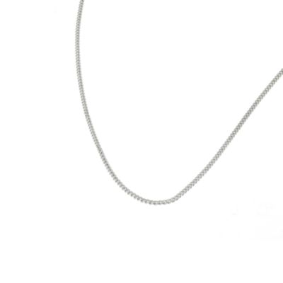 9ct White Gold 16` Solid Curb Chain Necklace