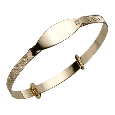 Child's 9ct Gold Diamond Heart and Flower Expander Bangle - Product number 5203724