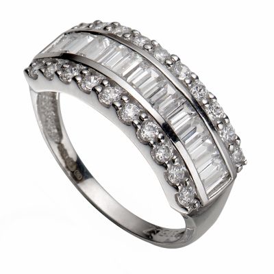 9ct White Gold Eternity Ring With Baguette Cut Cubic Zirconia