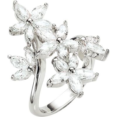 Silver Cubic Zirconia Three Daisy Ring Small - Product number 5209412