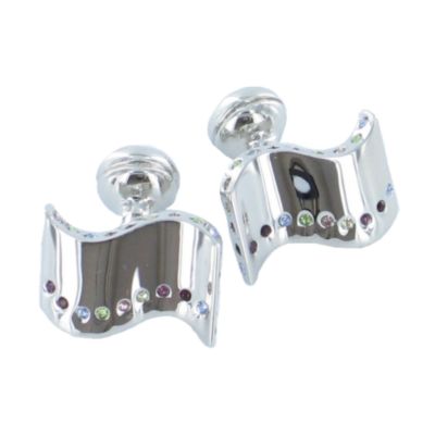 Square Mile blue Swarovski crystal wave cufflinks